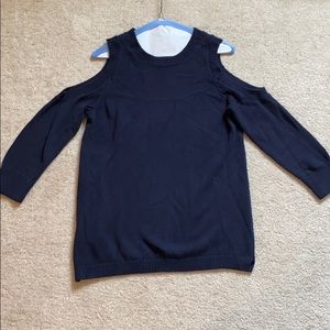 Navy cold shoulder sweater